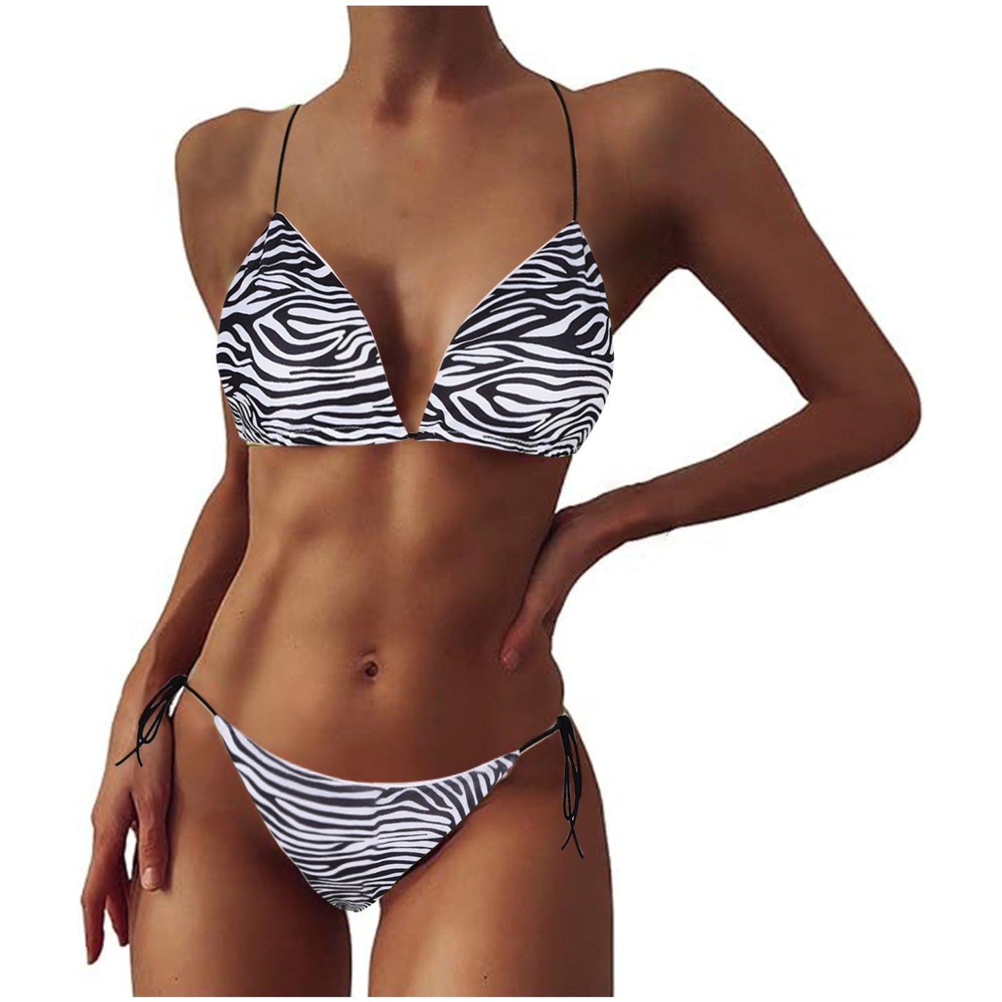 Neck strap-on bikini swimsuit sexy belt chest pad split swimsuit strap three-point swimsuit suit women