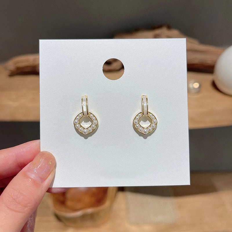 Double Circle Crystal Rhinestone Drop Earrings
