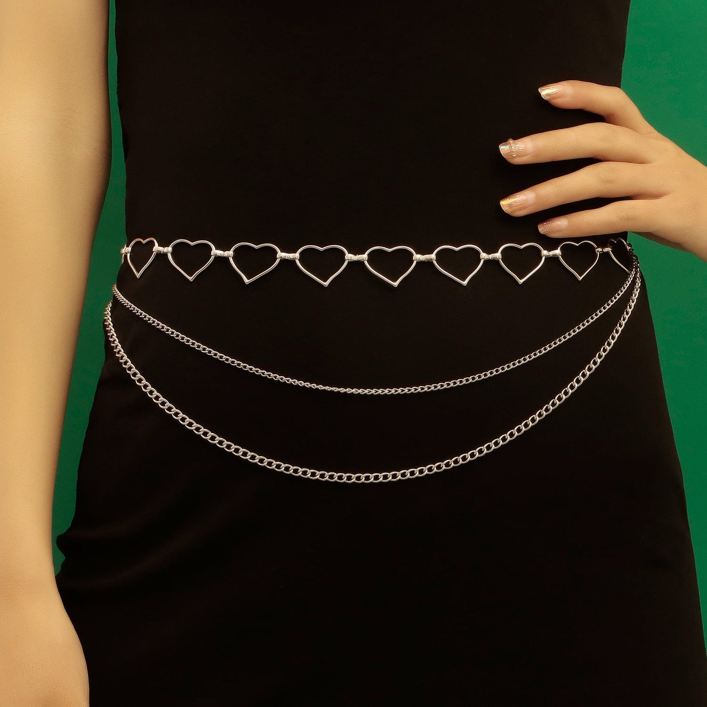Geometric Dress Pant Belts Body Chain Jewelry Hip Hop Heart Waist Chain