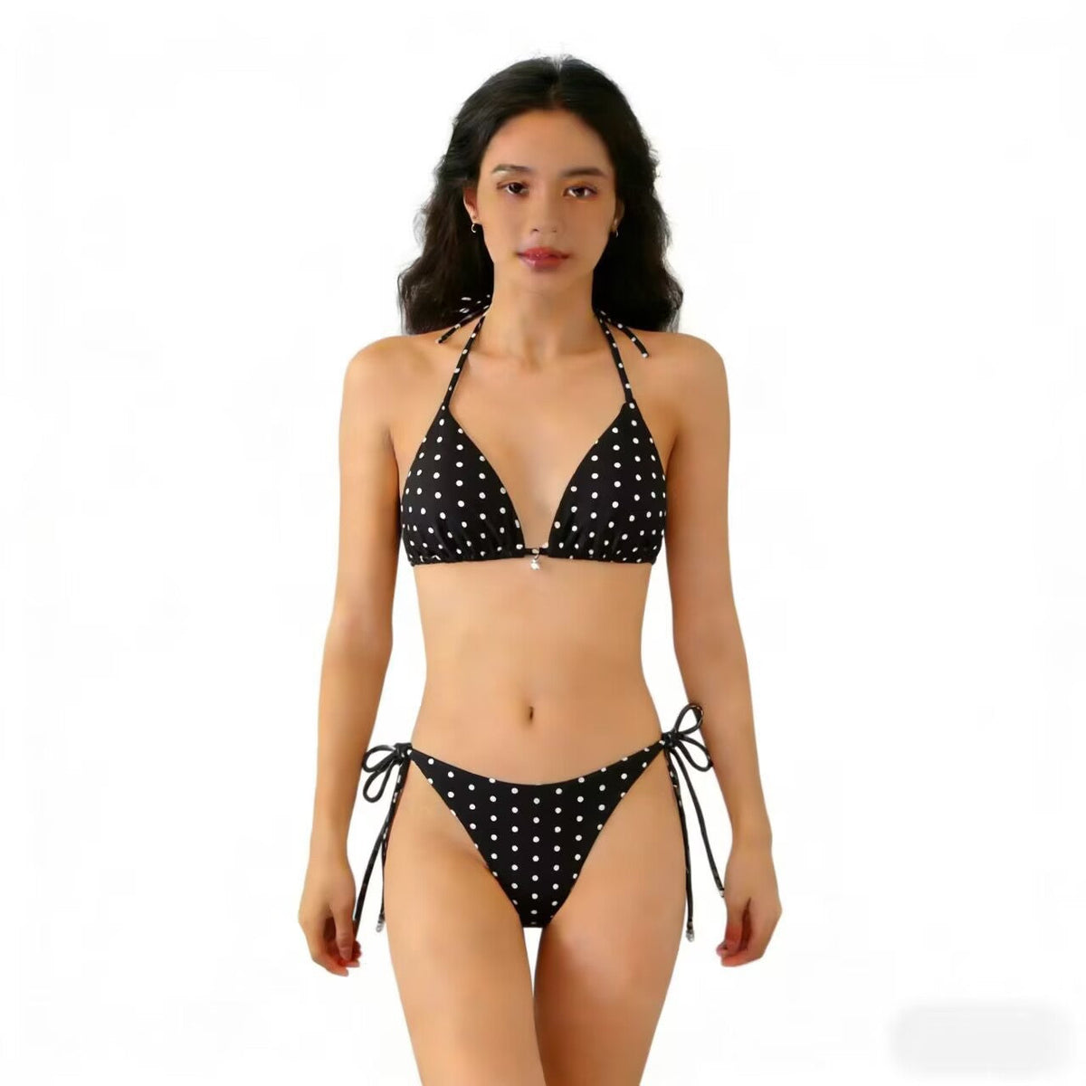 Sexy Triangle Separated Strap Multicolor Polka Dot Bikini Beach Swimwear Swimsuit