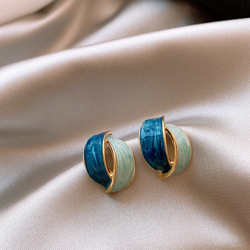 Double Arc Cross Enamel Stud Earring
