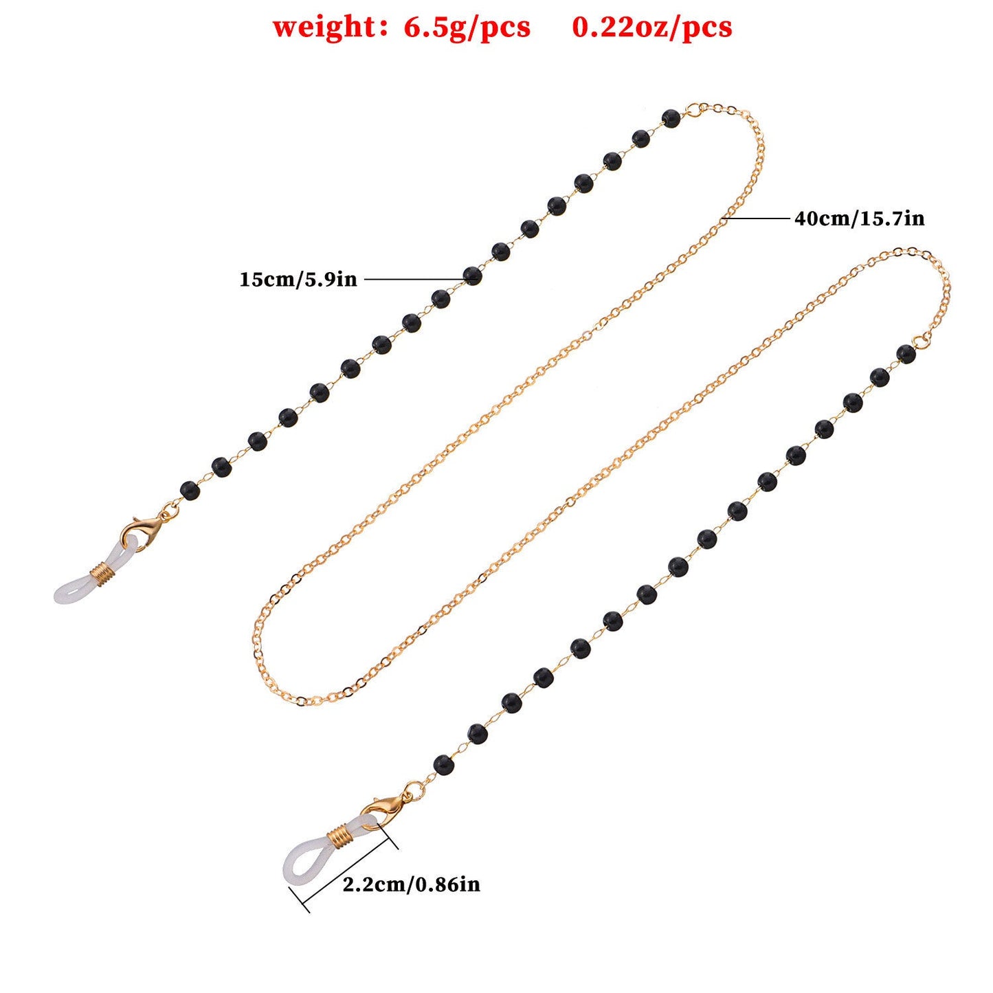 Simple Fashion Black Bead Glasses Chain
