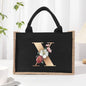 Cotton and linen canvas tote bag, printed letter tote bag, portable light handbag, gift shopping bag