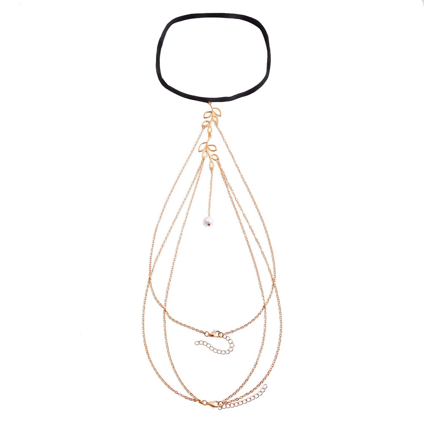 Multi Layer Tassel Pearl Clip Bead Leg Chain