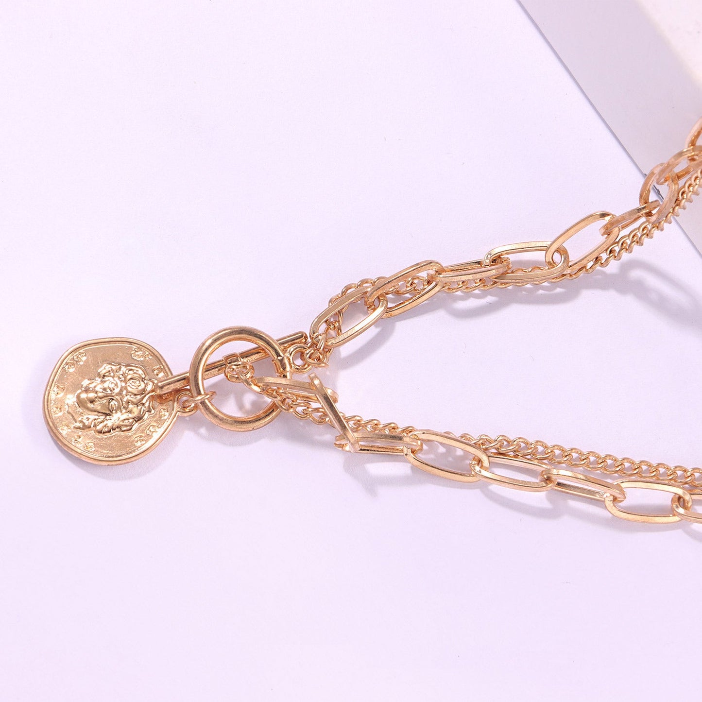 Punk Irregular Round Medal Coin Necklace