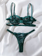 INS Internet Celebrity Lace Embroidery Mesh See through Sexy Lingerie 2 piece Set