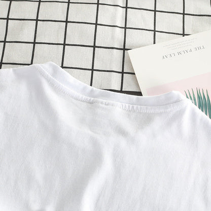 Letter Print Cotton T Shirt Fashion Brand Short Sleeve Tops Man Women Summer