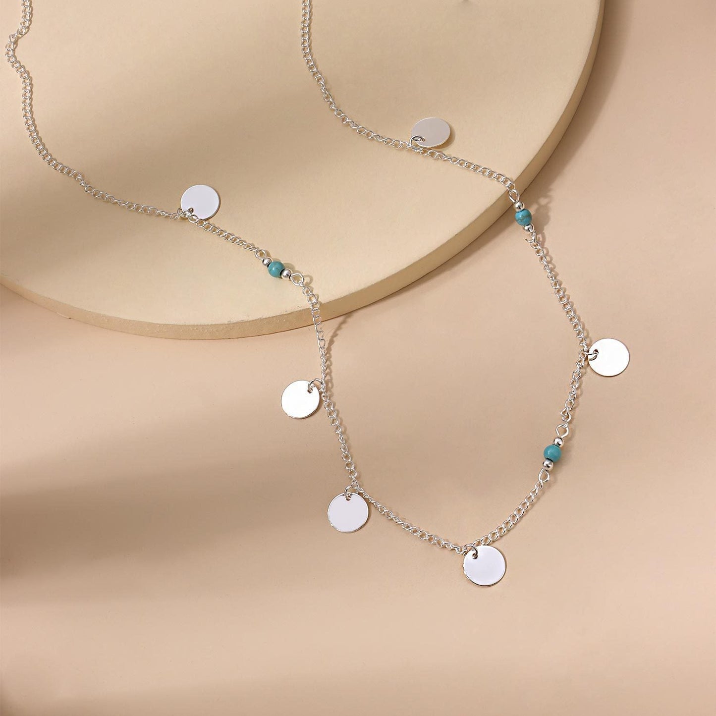 Round Sequin Beads Pendant Necklace