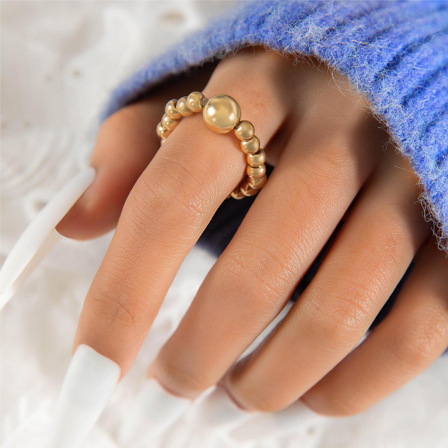 Elastic Pearl Seed Bead Rings