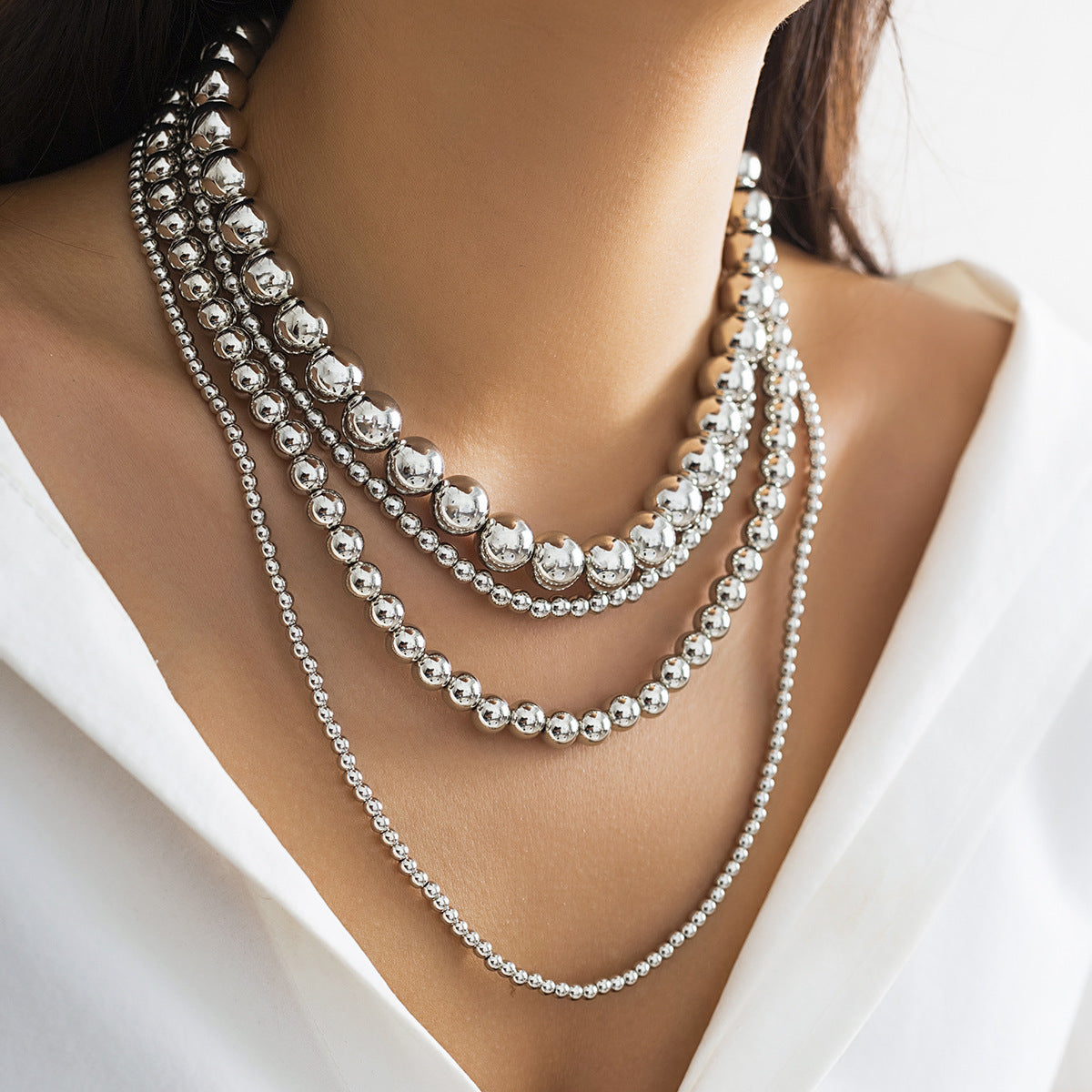 Multilayer Statement Chunky Beaded Necklace