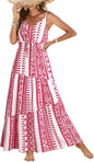 Summer Dress Casual Women's Bohemian Sleeveless Print Long Layered Long Dress Beach Dress