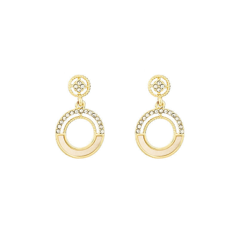 Double Circle Dangle Drop Stud Earrings