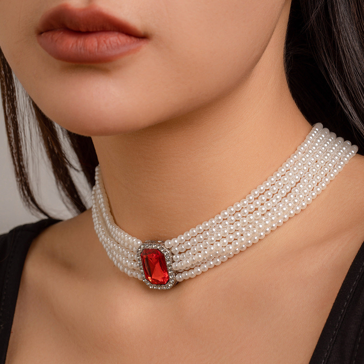 Elegant Multi Layered Layered Stone Necklace