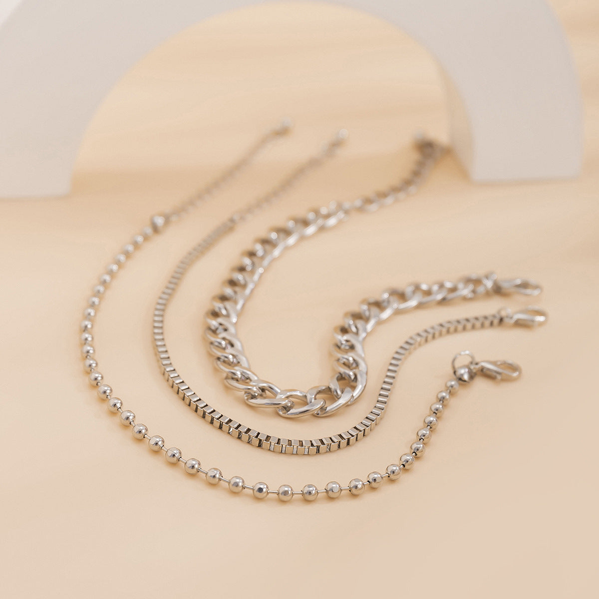 Hip Hop Punk Chain Bracelet Set