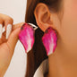 Vintage Irregular Pleated Petal Oil-Drop Earrings Enamel Geometric Jewelry