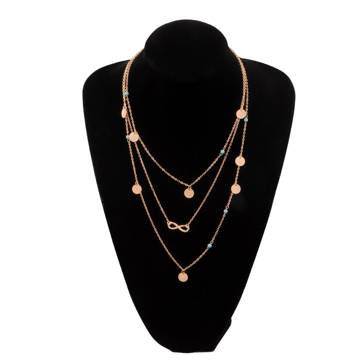 Round Sequin Turquoise Beads Pendant Necklace