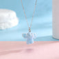 Cute 3D Flocked Resin Dog Pendant Necklace Autumn Winter Mini Animal Clavicle Chain