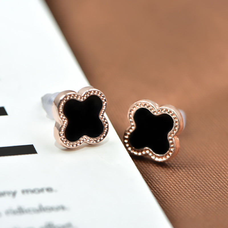 Lucky Four Leaf Flower Studs Earrings
