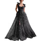 Spaghetti Strap Flower Fairy High-End Gown Banquet Party Elegant Evening Dress