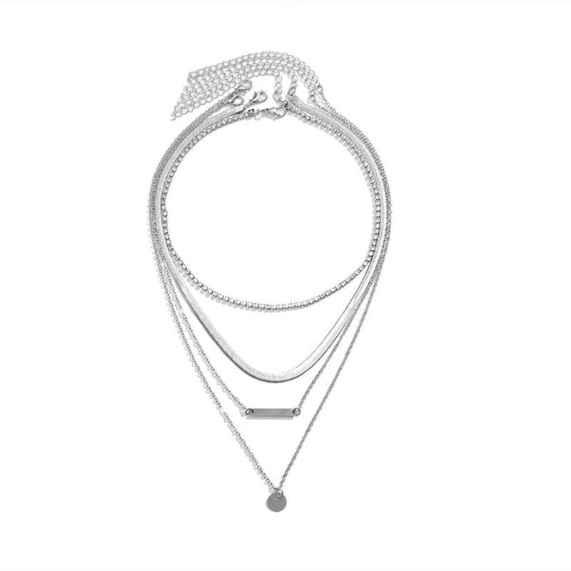 Multi Layer Rhinestone Chain Necklace Set