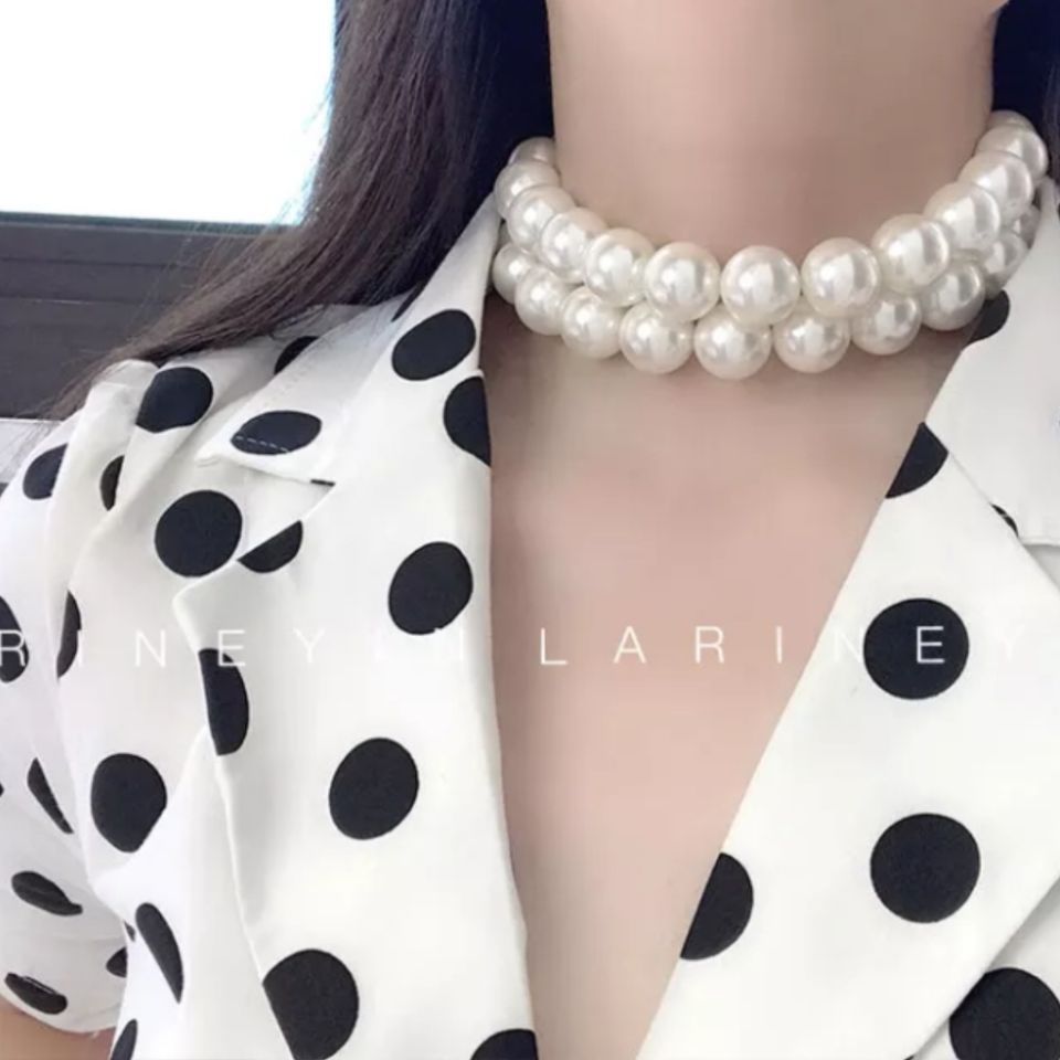 Boho Exaggerate Imitation Pearl Beaded Necklace