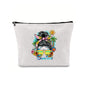 Linen printed cosmetic bag, cosmetic lipstick storage bag, small simple zipper evening clutch bag,