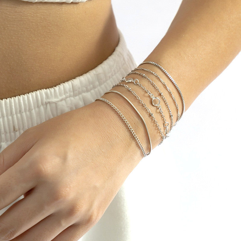Women Simple Multi-layer Snake Bone Chain Bracelet Set