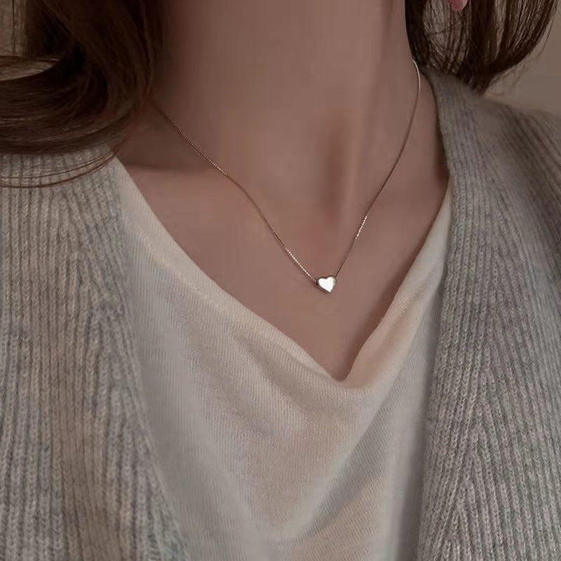 Tiny Heart Necklace for Women Chain Shape Pendant