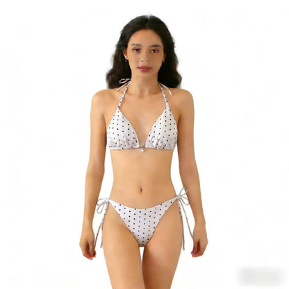 Sexy Triangle Separated Strap Multicolor Polka Dot Bikini Beach Swimwear Swimsuit