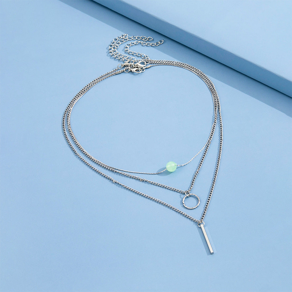 Classic Layer Necklace Set Bar Pendant Women