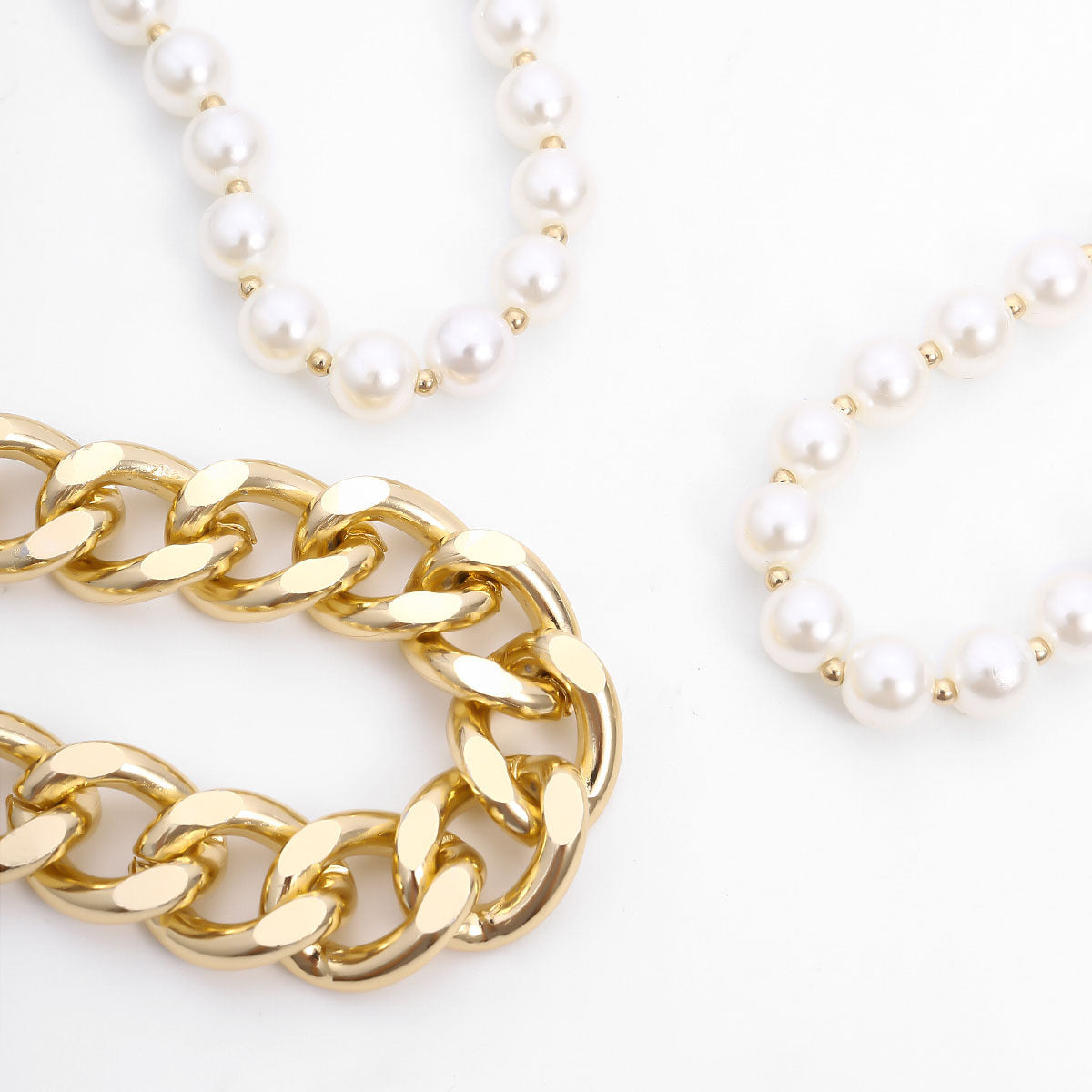 3pcs/Set Multi Layered Simulated Pearl Beaded Necklace