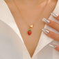 Alloy Cherry Strawberry Apple Pineapple Fruit Bracelet Necklace Jewelry Set