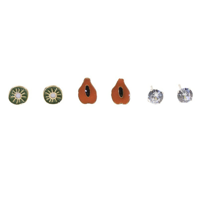 Kiwi avocado stud earrings set