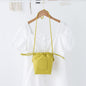 Soft PU Cute Mini Mobile Phone Bag - Fashionable Pleated Shoulder Women's Bag, Simple Drawstring Crossbody Small Square Bag
