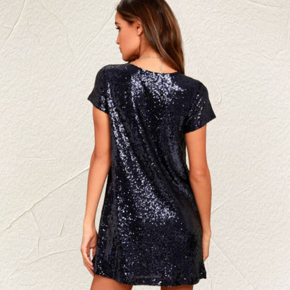 Women's V-neck beaded sequins slim fit cute playful party casual fashion skirt