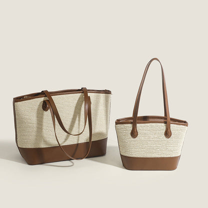 Tote crochet purse, summer retro underarm bag, straw bag large capacity minimalist tote large bag