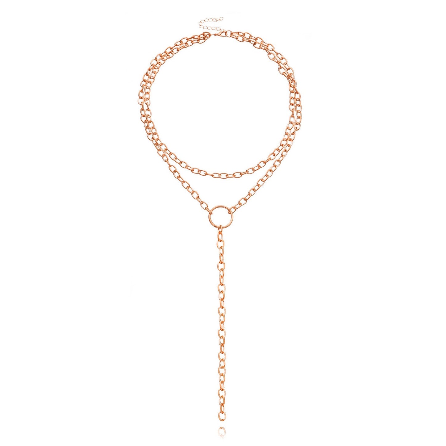 Punk Exaggerated Long Ring Multi-layer Necklace