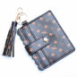 Personalized PU leather printed leopard print women's change bag multi-card ID bag fringed pendant