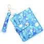Personalized PU leather printed leopard print women's change bag multi-card ID bag fringed pendant