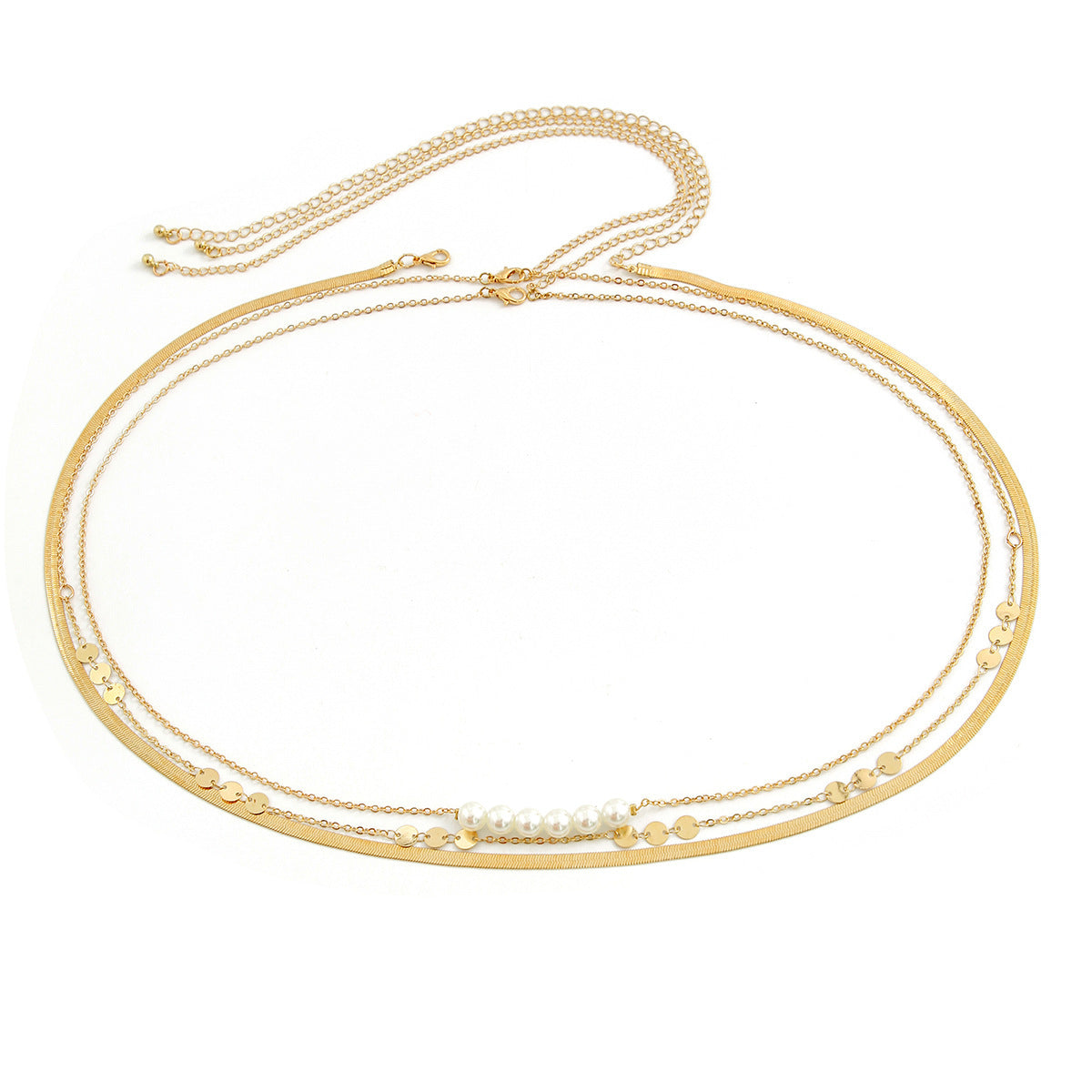Sexy Imitated Pearl Flat Snake Waist Chains