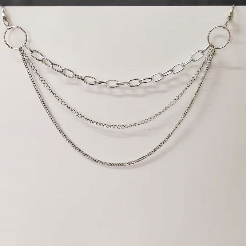 Three Layered Jeans Chain Punk Rocker Pants Chain