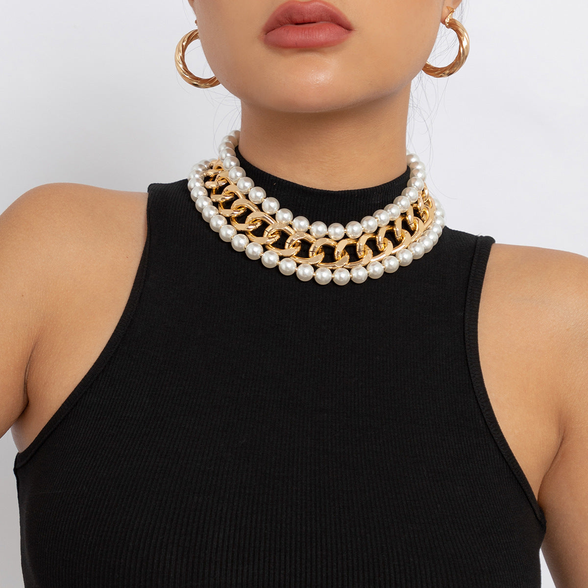 3pcs/Set Multi Layered Simulated Pearl Beaded Necklace
