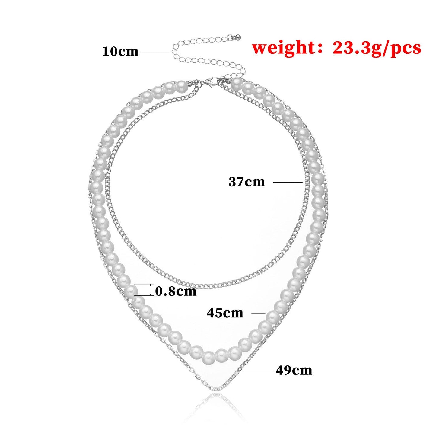 Layer Pearl Chain Choker Necklace Vintage