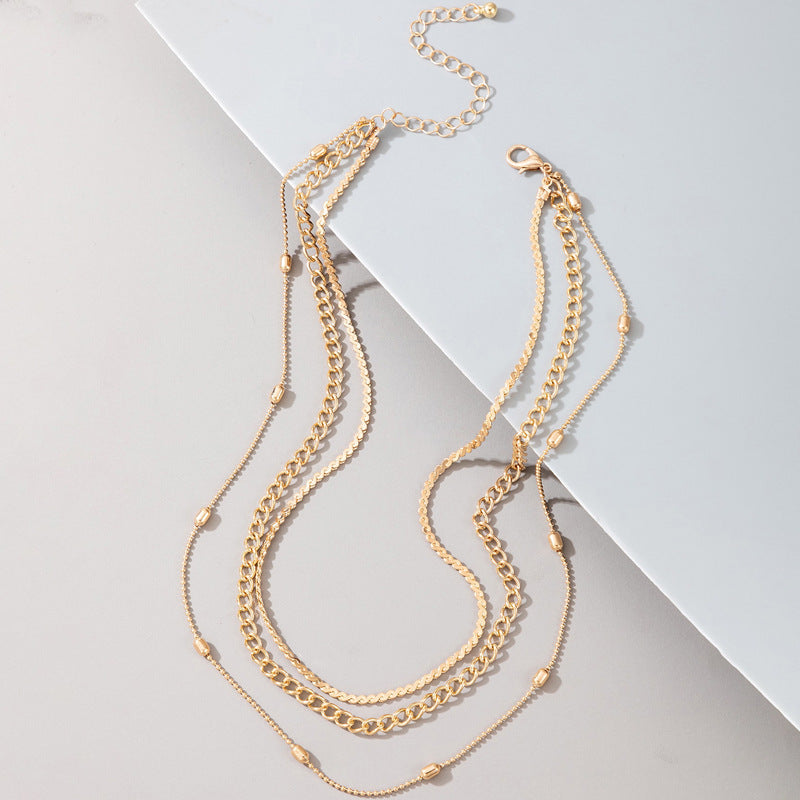 Multi Layered Bead Chain Necklace for Women