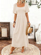 Ladies Spring Summer Bohemian Square Collar Fashion Elegant Generous Lotus Leaf Sleeve Women's Dress Dress