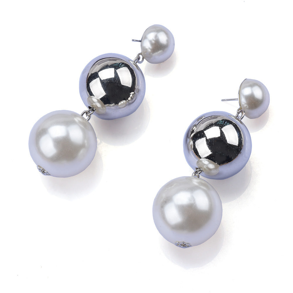 Hip-hop CCB Round Beaded Round Earrings