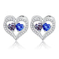Sterling Silver Birthstone Heart Earrings new