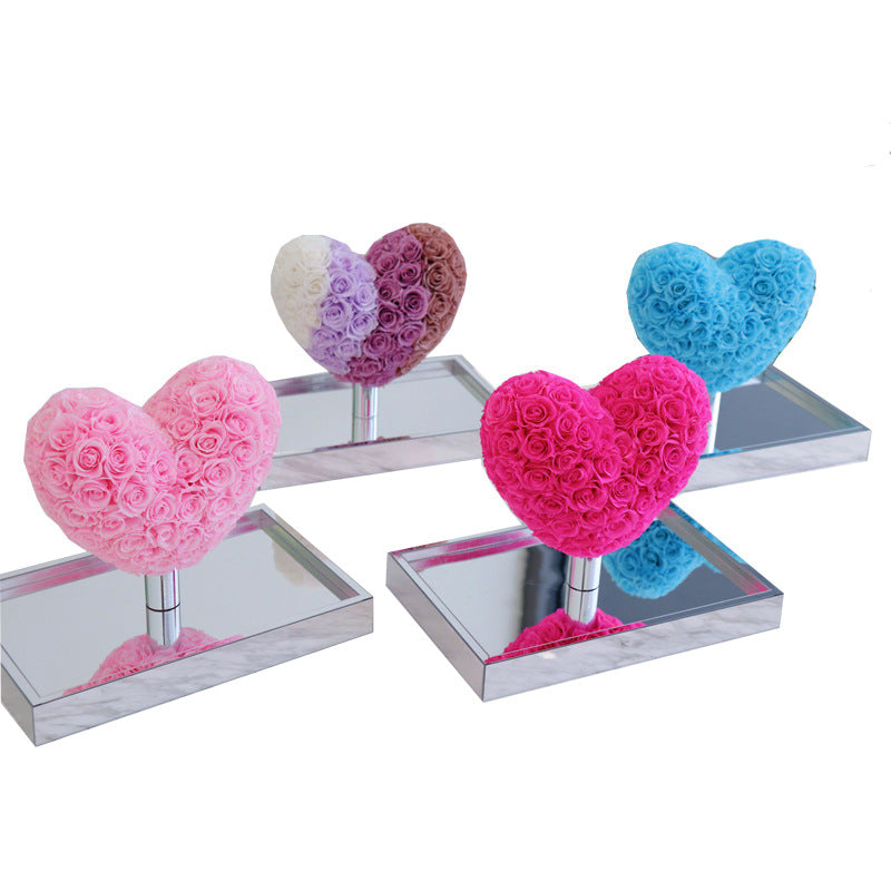 FLIPSTYLEZ LLC. Eternal Heart Preserved Red Hydrangea & Rose Mirror Box | Luxury Dried Flower Gift for Anniversary & Valentines