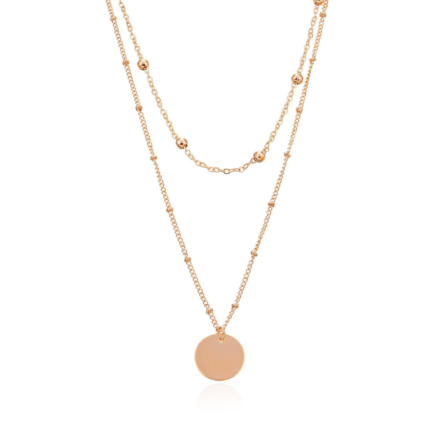 Bohemian Layered Necklace Round Coin Pendant Necklace