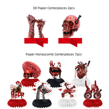Halloween horror-themed haunted house holiday party decoration set flag background cloth card balloon honeycomb ornament